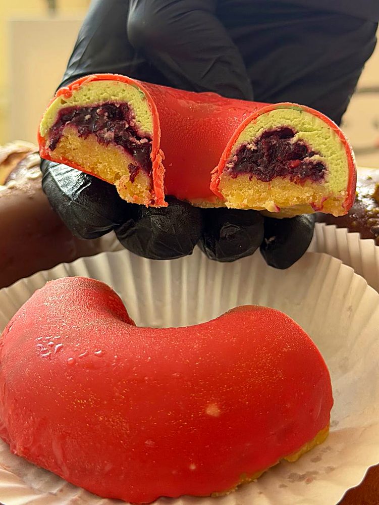 XOXO Pastry Raspberry Matcha Donut Cake
